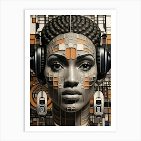 Woman With Headphones 20 Art Print