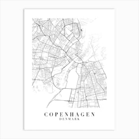 Copenhagen Denmark Street Map Minimal Art Print