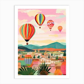 Hot Air Ballons In Capodoccia Turkey Travel Painting Housewarming Art Print