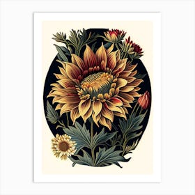 Gazania 1 Floral Botanical Vintage Poster Flower Art Print