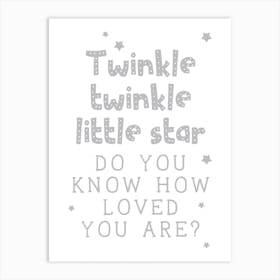 Twinkle Little Star Grey Art Print