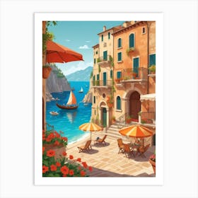 Italian Seaside Scene Art Print