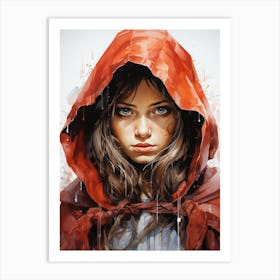 Portrait of a Girl With a Red Riding Hood Art Print