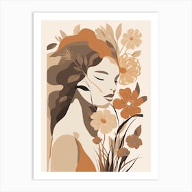 Bloom Body Woman Neutral Colours Boho Style 13 Art Print