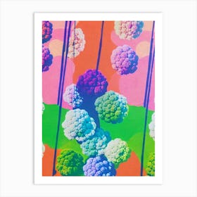 Cauliflower 3 Risograph Retro Poster vegetable Art Print