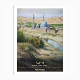 Altyn National Park Kazakhstan Watercolour 4 Art Print