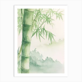 Bamboo Tree Atmospheric Watercolour Painting 4 Art Print