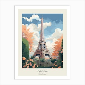 Eiffel Tower   Paris, France   Cute Botanical Illustration Travel 0 Poster Art Print