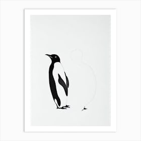 Emperor Penguin Black & White Drawing Art Print