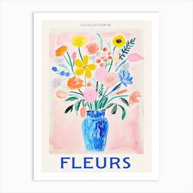 French Flower Poster Flax Flower Art Print