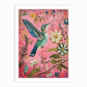 Floral Animal Painting Hummingbird 1 Art Print