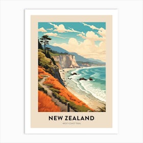 West Coast Trail New Zealand 2 Vintage Hiking Travel Poster Art Print