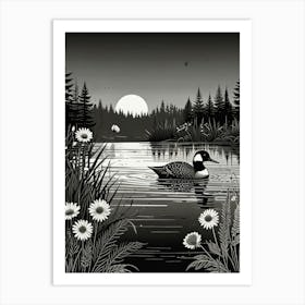 Loons In The Lake 1 Art Print