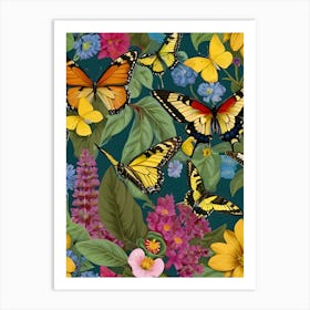 Butterflies In The Garden Art Print