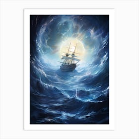 Ship In The Storm Art Print