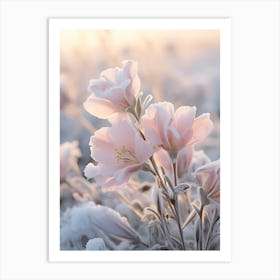 Frosty Botanical Evening Primrose 3 Art Print