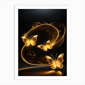 Golden Butterflies 3 Art Print