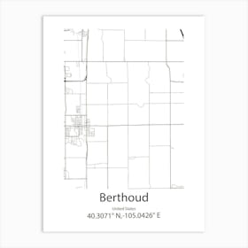 Berthoud,United States Minimalist Map Art Print