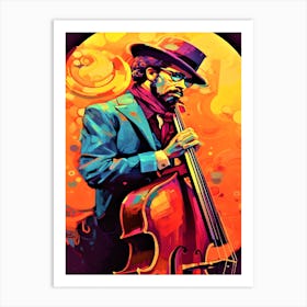 Cello Blues Dude - Jazz Musician Art Print