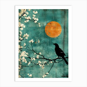 Crow In Blossom Art Print