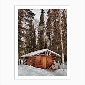 Hunters Cabin In Winter Art Print