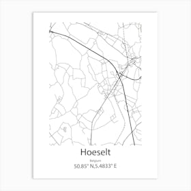 Hoeselt,Belgium Minimalist Map Art Print