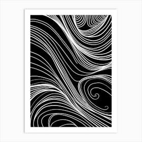 Wavy Sketch In Black And White Line Art 13 Art Print