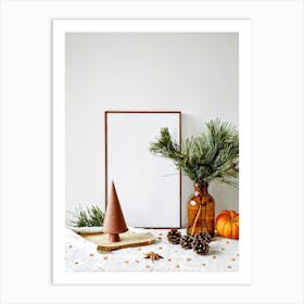 Frame With Pine Cones Art Print