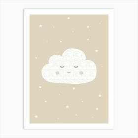 Neutral Nursery Print Cloud Art Print