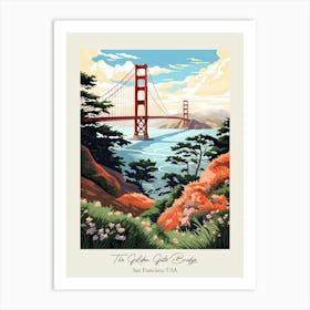The Golden Gate Bridge   San Francisco, Usa   Cute Botanical Illustration Travel 3 Poster Art Print
