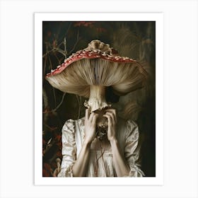 woman with mushroom in her head Art Print