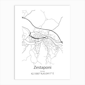 Zestaponi,Georgia Minimalist Map Art Print