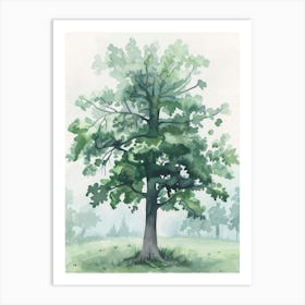 Alder Tree Atmospheric Watercolour Painting 1 Art Print