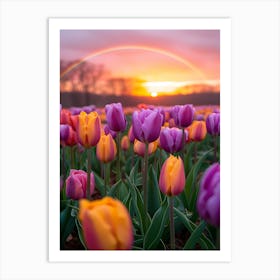 Rainbow Over Tulips Art Print