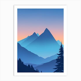 Misty Mountains Vertical Composition In Blue Tone 175 Art Print