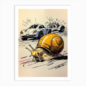 Snail On The Road Art Print