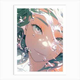 Anime Girl In Water Art Print