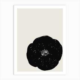 Minimalist Vintage Floral Poppy Flower in Black and White Art Print