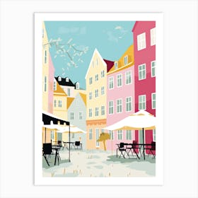 Stavenger, Norway, Flat Pastels Tones Illustration 4 Art Print