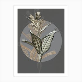 Vintage Botanical False Helleborine on Circle Gray on Gray n.0133 Art Print