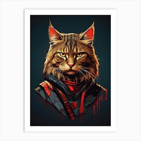 Cat With Blood Splatters Art Print