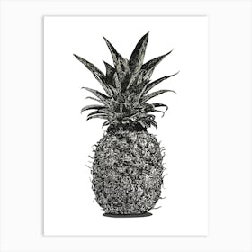 Black and White Pineapple Illustration 1 Art Print