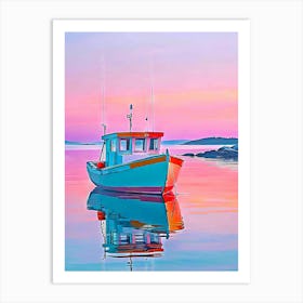 Fishing Boat At Sunset Art Print