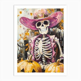 Skeleton In Pink Hat 3 Art Print