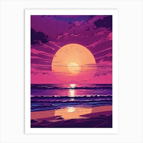 Sunset At The Beach Art Print