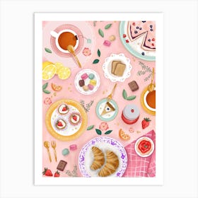 Tea And Pastry Coffee Brunch Art Print Kitchen Wall Art Art Print