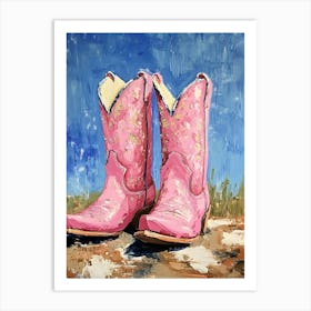 Pink Sparkly Cowgirl Boots 2 Art Print