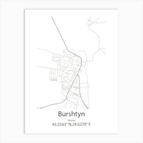 Burshtyn,Ukraine Minimalist Map Póster