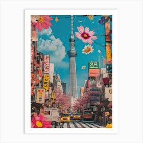 Tokyo   Retro Collage Style 4 Art Print
