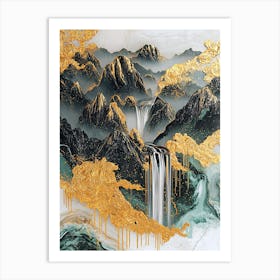 Smoky Mountains Golden Peaks - Geometric Serenity Art Print